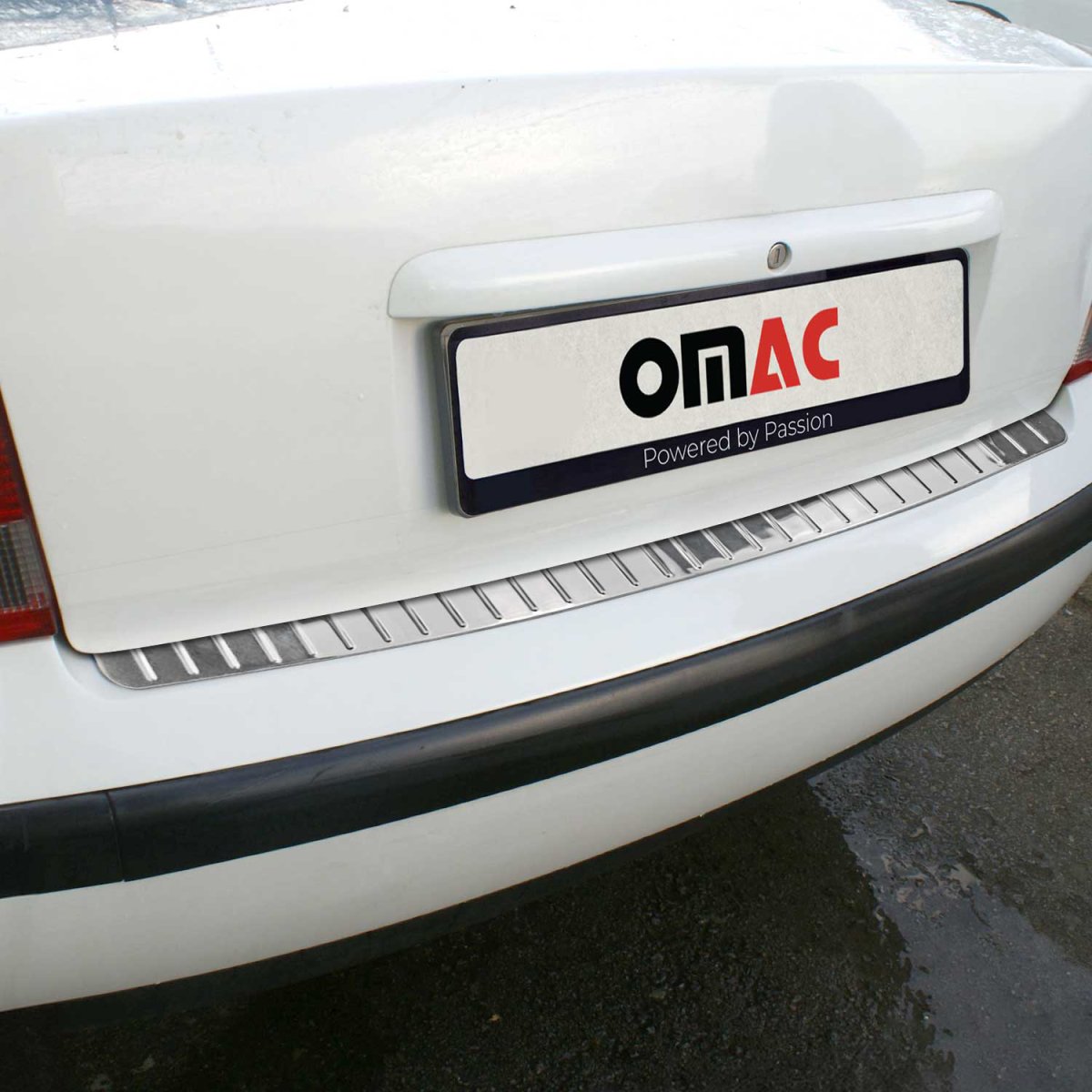Volkswagen Passat B5.5 Rear Bumper Sill Cover - Omac - S.Steel - Gloss Silver - '02-'05